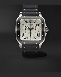 Cartier Cronografo automatico 43,3 mm in acciaio inossidabile rivestito in ADLC con cinturini intercambiabili in alligatore e gomma Santos de , N. rif. WSSA0017 Bianco