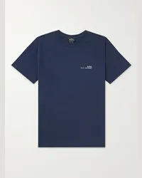 A.P.C. T-shirt in jersey di cotone con logo Blu