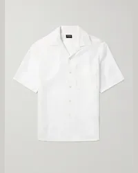 Ermenegildo Zegna Camicia in lino Oasi con colletto aperto Bianco