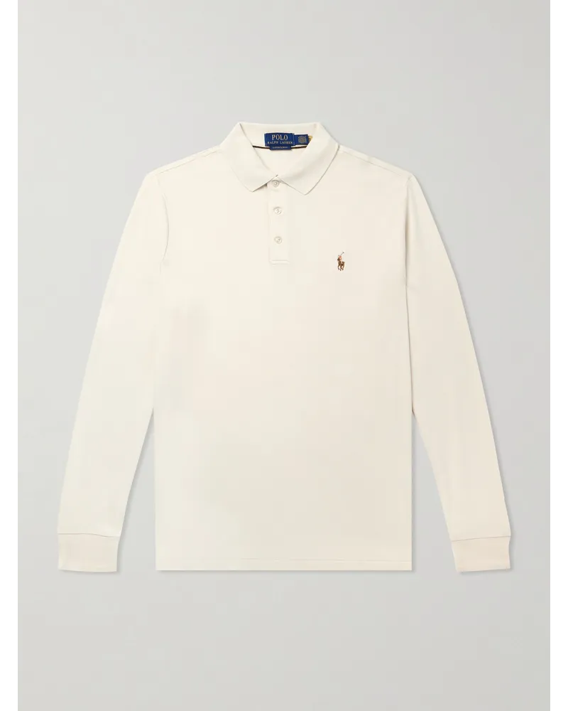 Ralph Lauren Polo in cotone con logo ricamato Neutri