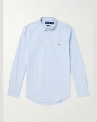 Ralph Lauren Camicia slim-fit in cotone Oxford a righe con collo button-down Blu