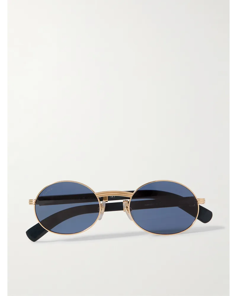 Cartier Occhiali da sole in metallo dorato e legno con montatura rotonda Première Blu