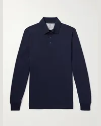 Brunello Cucinelli Polo in cotone piqué Blu