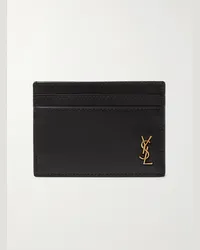 Saint Laurent Logo-Appliquéd Leather Cardholder Nero