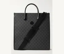 Gucci Tote bag in tela spalmata con monogramma e finiture in pelle Nero