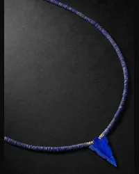 Jacquie Aiche Gold, Lapis Lazuli and Diamond Beaded Necklace Blu