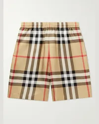 Burberry Shorts a gamba dritta in twill di seta a quadri Neutri