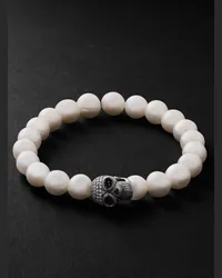 Sydney Evan Bracciale rodiato con perle e diamanti Skull Bianco