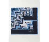 Missoni Fazzoletto da taschino in voile di cotone stampato a righe Blu