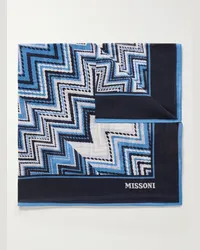 Missoni Fazzoletto da taschino in voile di cotone stampato a righe Blu