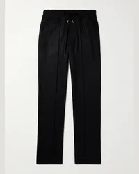 Tom Ford Pantaloni sportivi a gamba dritta in cashmere con pinces Nero