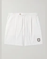 Brunello Cucinelli Shorts a gamba dritta in raso a righe Bianco