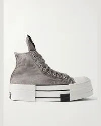 DRKSHDW by Rick Owens Converse Sneakers alte in tela over-dyed effetto consumato DBL DRKSTAR Grigio