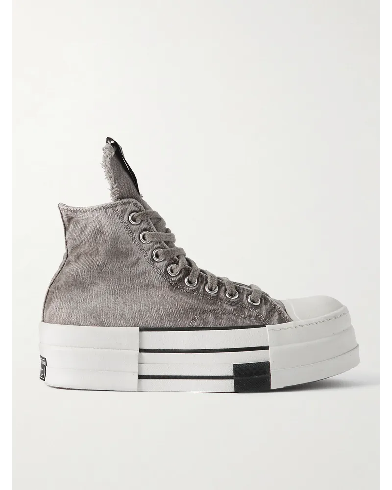 DRKSHDW by Rick Owens Converse Sneakers alte in tela over-dyed effetto consumato DBL DRKSTAR Grigio