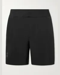 ON Running Shorts a gamba dritta in shell riciclato stretch e mesh c logo Nero