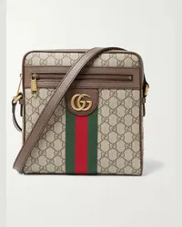 Gucci Borsa a tracolla in tela rivestita con monogramma e finiture in pelle Ophidia Marrone