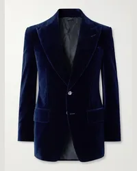 Tom Ford Blazer slim-fit in velluto di cotone Atticus Blu