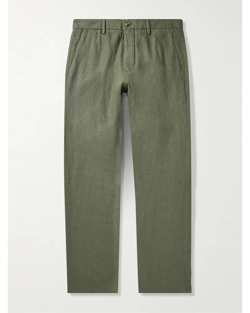 NN 07 Pantaloni a gamba affusolata in lino Theo 1454 Verde