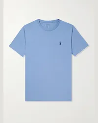 Ralph Lauren T-shirt in jersey di cotone con logo ricamato Blu