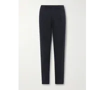 Pantaloni slim-fit in twill di cotone stretch con pinces