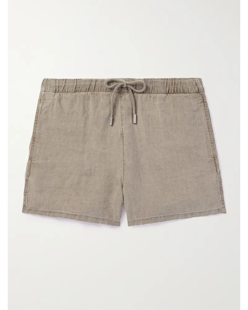 Vilebrequin Shorts a gamba dritta in lino Barry Grigio