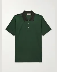 Canali Polo in cotone piqué Verde