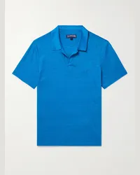 Vilebrequin Polo in jersey di lino Pyramid Blu