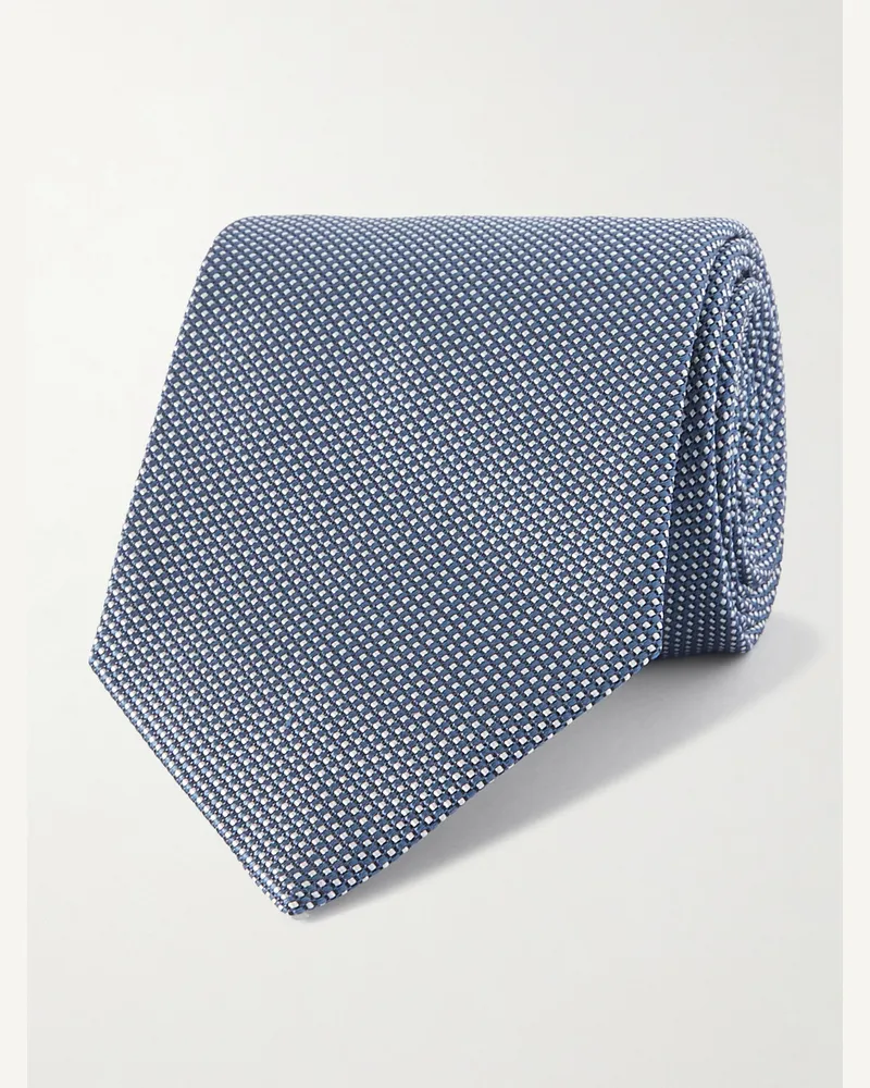Tom Ford Cravatta in seta jacquard a pois, 8 cm Blu