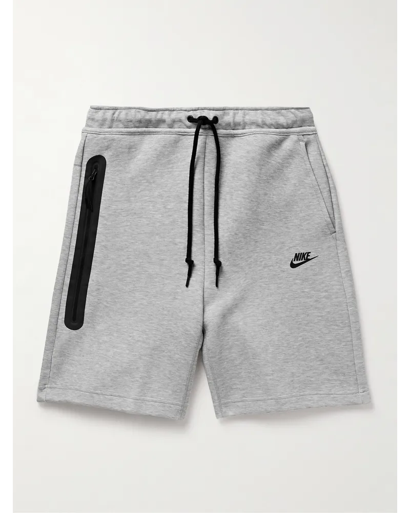 Nike Shorts a gamba dritta in misto cotone Tech Fleece con coulisse e logo Grigio