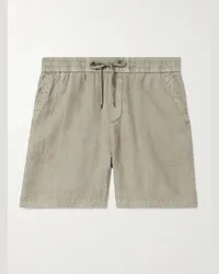 James Perse Shorts a gamba dritta in lino tinti in capo con coulisse Marrone