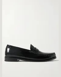 Saint Laurent Mocassini in pelle con logo applicato Le Loafer Monogram Nero