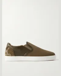 Christian Louboutin Sneakers slip-on in camoscio traforato con finiture in pelle Fun Sailor Verde