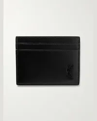 Saint Laurent Portacarte in pelle con logo applicato Cassandre Nero