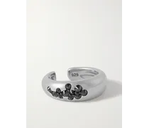 Ear cuff in argento rodiato riciclato con zirconia cubica Molecule