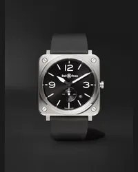 Bell & Ross Orologio 39 mm in acciaio con cinturino in gomma BR S, N. rif. BRS‐BLC‐ST Nero