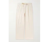 Birkenstock Pantaloni da pigiama a gamba dritta in popeline di cotone biologico a righe con pinces
