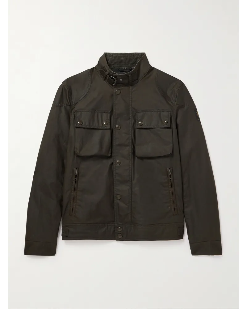 Belstaff Giacca in cotone cerato con logo applicato Racemaster Marrone