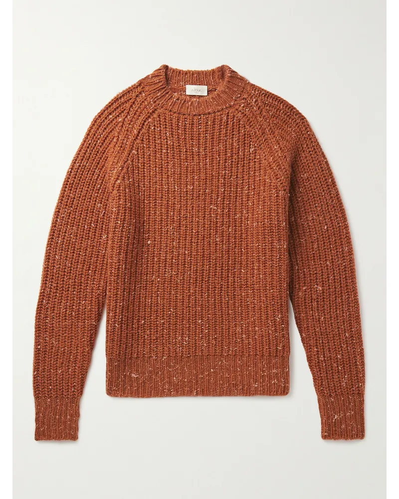 Altea Pullover slim-fit in misto lana e seta a coste Arancione