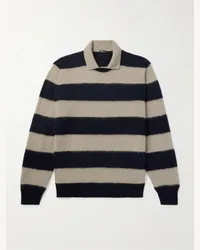 Kiton Polo in misto lana e cashmere spazzolato a righe Neutri