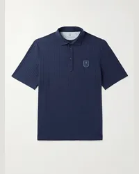 Brunello Cucinelli Polo da tennis in misto cotone stretch a coste con logo applicato Blu