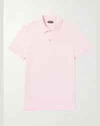 Tom Ford Polo slim-fit in cotone piqué tinta in capo Rosa