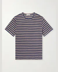 MR P. T-shirt in lino a righe Blu