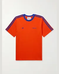 adidas Wales Bonner T-shirt in jersey di cotone biologico con finiture in fettuccia e ricamo Rosso