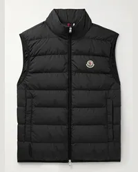 Moncler Piumino smanicato slim-fit in shell trapuntato con logo applicato Contrin Nero