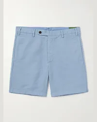 Sid Mashburn Shorts a gamba dritta in twill di misto cotone e lino tinti in capo Sport Blu