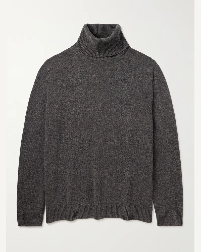 Raf Simons Pullover oversize a collo alto in lana con applicazioni in pelle Grigio