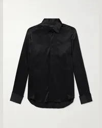 Thom Sweeney Camicia in raso di seta Nero