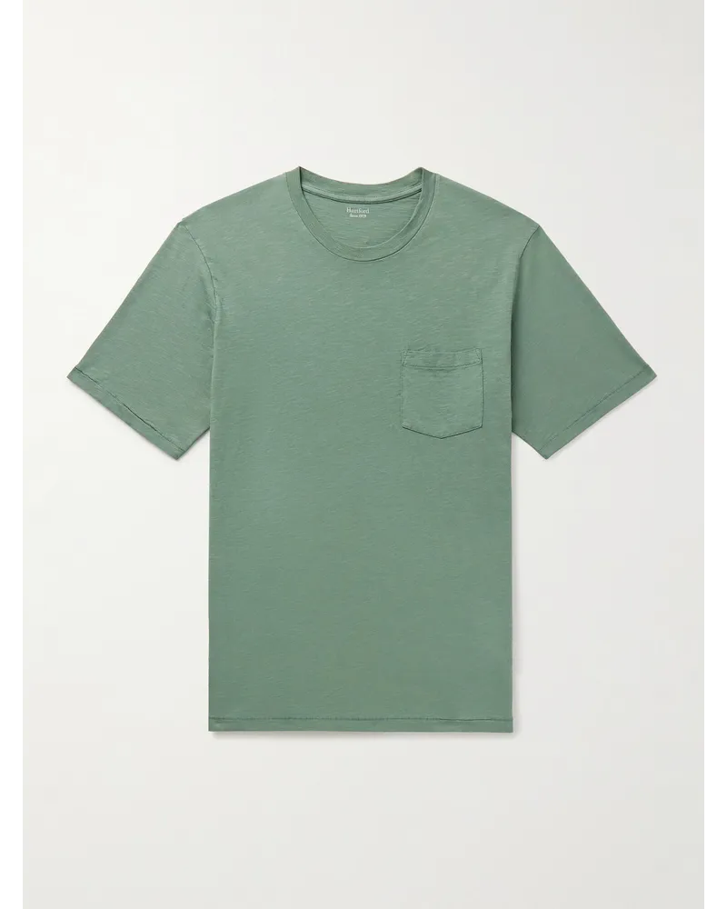 Hartford T-shirt in jersey di cotone fiammato tinta in capo Pocket Verde