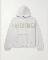 Balenciaga Felpa oversize in jersey di cotone effetto invecchiato con cappuccio e logo Neutri