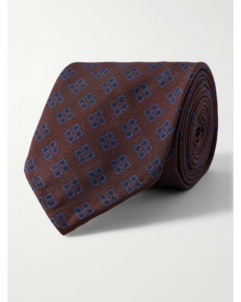 Rubinacci Cravatta in seta jacquard, 7,5 cm Marrone
